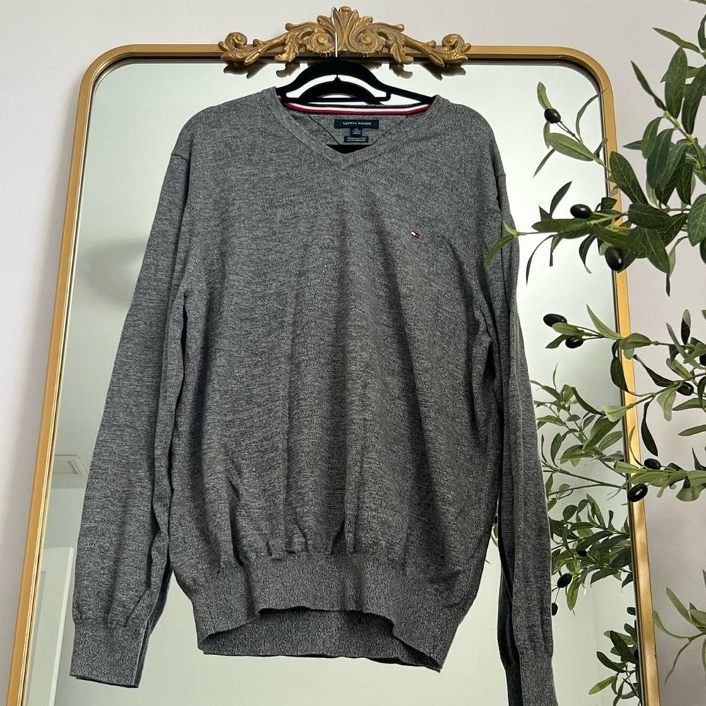 Tommy Hilfiger Charcoal V-Neck Men's Sweater